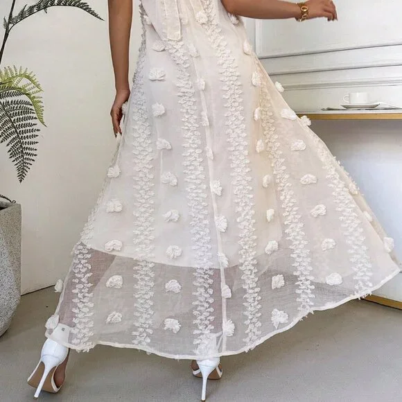 Apricot Boho Women's Summer Vacation Deep Halter Neck Dress - Picture 2 of 6